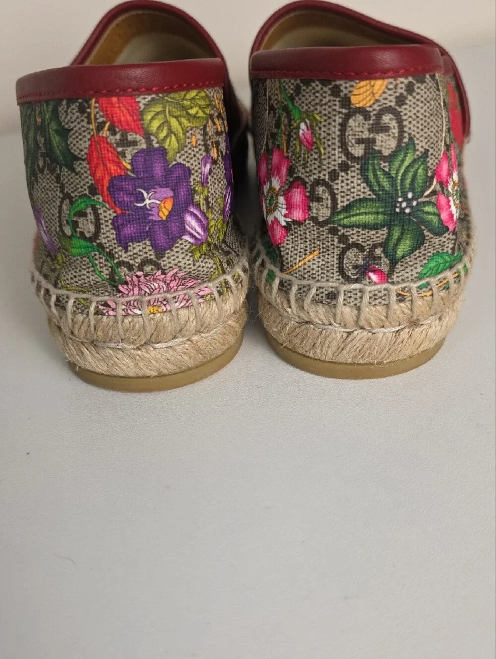 Gucci GG Floral Canvas Espadrilles - Red, Yellow, Purple, Green.  Size 37 1/2